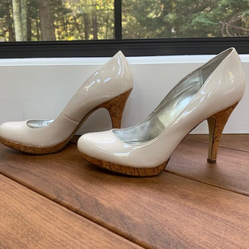 Alfani Patent Leather Cork Platform Heel Pumps